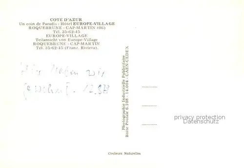 AK / Ansichtskarte Roquebrune Cap Martin_06_Alpes Maritimes Teilansicht von Europe Village 