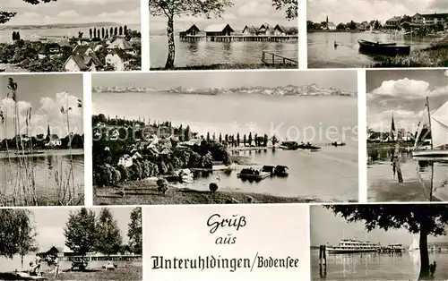 AK / Ansichtskarte Unteruhldingen_Bodensee Teilansichten Pfahlbauten Faehren 