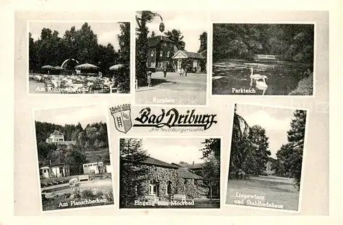 AK / Ansichtskarte Bad_Driburg Konzertgarten Kurplatz Parkteich Am Planschbecken Moorbad Liegewiese Bad_Driburg