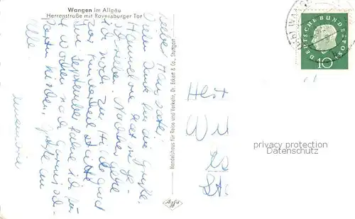 AK / Ansichtskarte Wangen_Allgaeu Herrenstrasse mit Ravensburger Tor Wangen Allgaeu