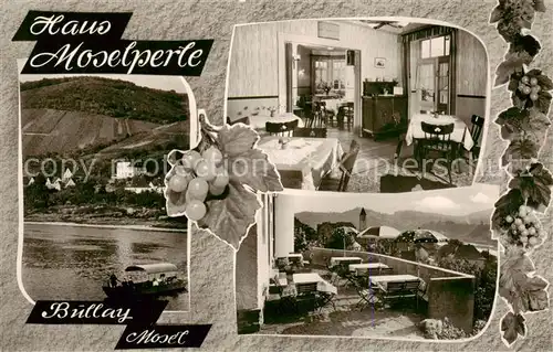 AK / Ansichtskarte Bullay_Mosel Hotel Haus Moselperle Gaststube Terrasse Bullay_Mosel