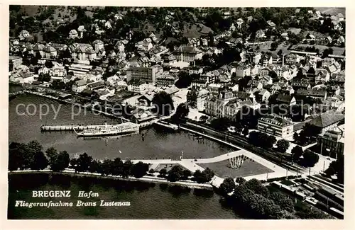 AK / Ansichtskarte  Bregenz_Vorarlberg_Bodensee Fliegeraufnahme Hafen 