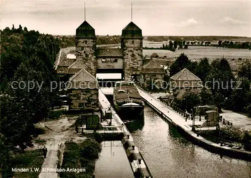 AK / Ansichtskarte  Minden__Westfalen_Weser Schleusen Anlagen 