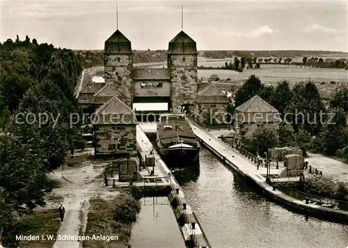 AK / Ansichtskarte  Minden__Westfalen_Weser Schleusen Anlagen 