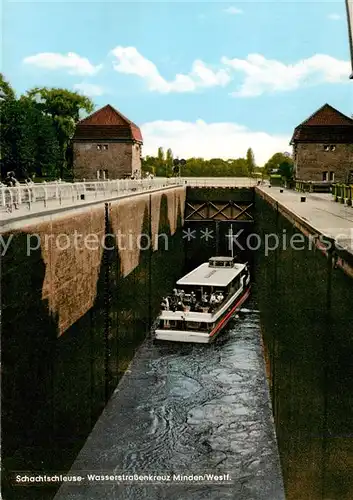 AK / Ansichtskarte  Minden__Westfalen_Weser Schachtschleuse Wasserstrassenkreuz 