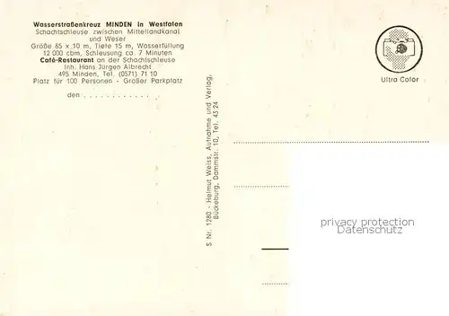 AK / Ansichtskarte  Minden__Westfalen_Weser Schachtschleuse Wasserstrassenkreuz 