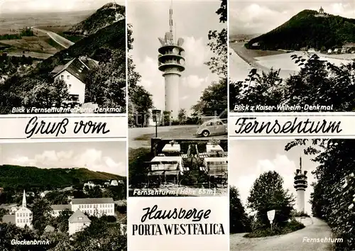 AK / Ansichtskarte  Hausberge_Porta_Westfalica Blick vom Fernsehturm Kaiser Wilhelm Denkmal Glockenbrink Fernsehturm 