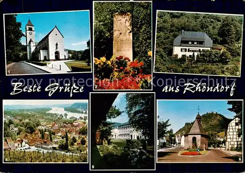 AK / Ansichtskarte  Rhoendorf Kirche Grabstaette Dr Adenauer Adenauers Haus Panorama Muettererholungsheim Gnadenkapelle mit Drachenfels Rhoendorf