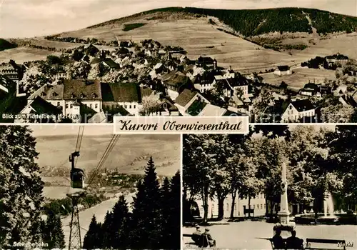 AK / Ansichtskarte  Oberwiesenthal_Erzgebirge mit Fichtelberg Schwebebahn Markt Oberwiesenthal Erzgebirge