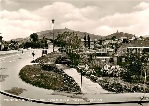 AK / Ansichtskarte  Weinheim_Bergstrasse Bruecke mit Blick auf die zwei Burgen Stadt Weinheim_Bergstrasse