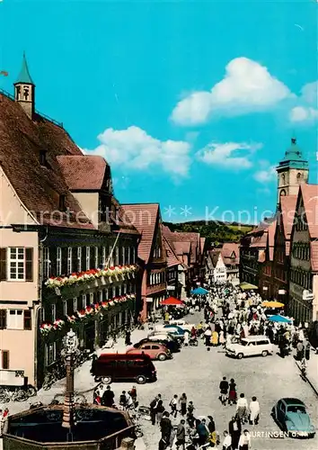 AK / Ansichtskarte 73829801 Nuertingen Strassenpartie mit Brunnen Nuertingen