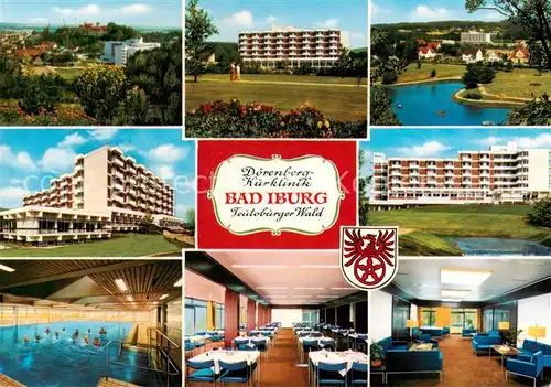 AK / Ansichtskarte  Bad_Iburg Doerenberg Kurklinik Teilansichten Hallenbad Speisesaal Foyer Bad_Iburg