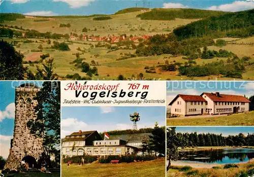 AK / Ansichtskarte  Hoherodskopf_Schotten Panorama Berggasthof Taufstein VHC Clubhaeuser Jugendherberge Forellenteich 