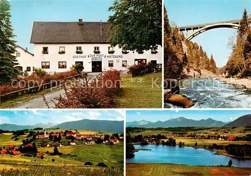 AK / Ansichtskarte  Wildsteig Gasthof Zur Post Metzgerei panorama Bruecke Wildsteig