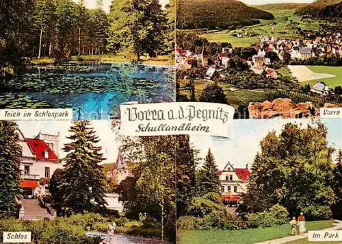 AK / Ansichtskarte Vorra_Pegnitz Teich im Schlosspark Panorama Schullandheim Schloss Park Vorra Pegnitz
