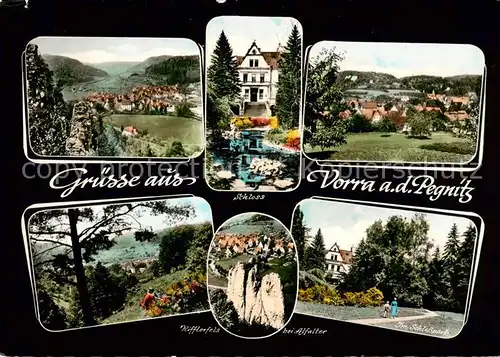 AK / Ansichtskarte Vorra_Pegnitz Panorama Rifflerfels Schloss bei Alfalter Vorra Pegnitz