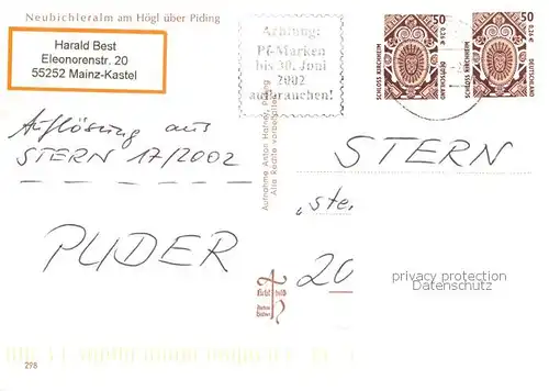 AK / Ansichtskarte Neubichler_Alm_Piding Panorama Kirche 