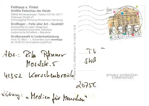 AK / Ansichtskarte Schneverdingen Fellhaus v Fintel Schneverdingen