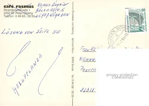AK / Ansichtskarte St Peter Ording Cafe Rasmus Strand Restaurant Zimmer 