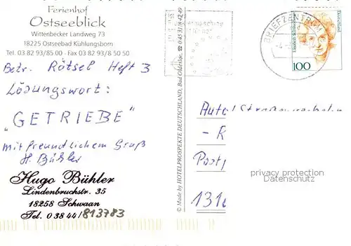 AK / Ansichtskarte Kuehlungsborn_Ostseebad Ferienhof Ostseeblick Kuehlungsborn_Ostseebad