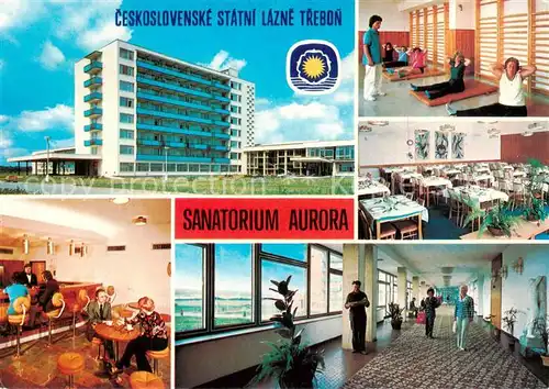 AK / Ansichtskarte Trebon_CZ Sanatorium Aurora Gymnastikhalle Restaurant Flur Speisesaal 