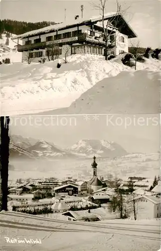 AK / Ansichtskarte Reit_Winkl Gasthof Pension Bergstueberl Ortsansicht mit Kirche Alpen Reit_Winkl