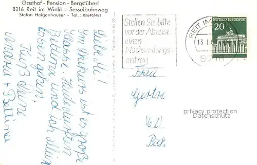 AK / Ansichtskarte Reit_Winkl Gasthof Pension Bergstueberl Ortsansicht mit Kirche Alpen Reit_Winkl