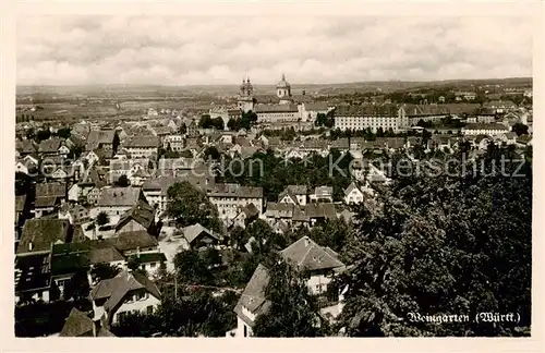 AK / Ansichtskarte Weingarten_Wuerttemberg Stadtpanorama mit Kloster Weingarten Wuerttemberg