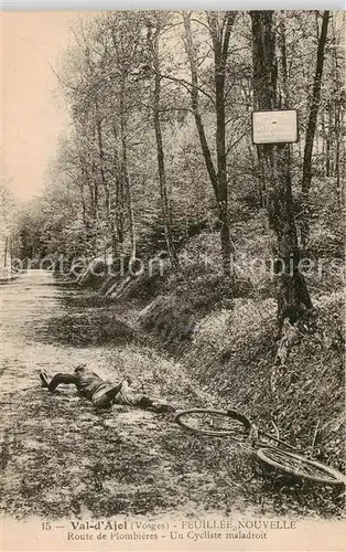 AK / Ansichtskarte  Val-d_Ajol_Le_88_Vosges Feuillee Nouvelle Route de Plombieres Un Cycliste maladroit 