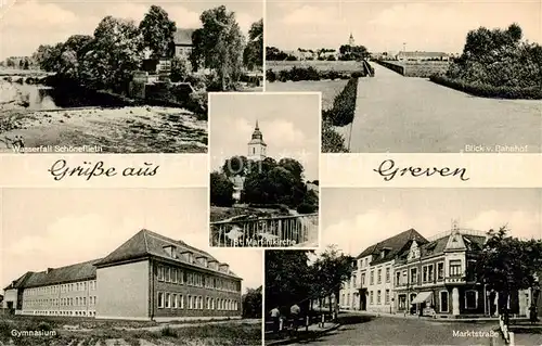 AK / Ansichtskarte  Greven_Boizenburg Wasserfall Schoeneflieth Bahnhof Gymnasium Marktstrasse Greven Boizenburg