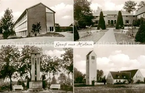 AK / Ansichtskarte  Holsen_Buende Schule Ehrenmal Gut Boeckel Kirche Holsen Buende