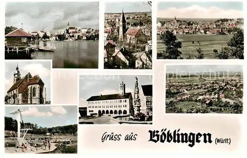 AK / Ansichtskarte  Boeblingen Teilansichten Kirchen Panorama Schwimmbad Boeblingen