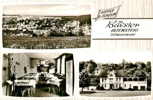 AK / Ansichtskarte  Altensteig_Schwarzwald Panorama Gasthof Pension Baessler Gaststube Altensteig_Schwarzwald