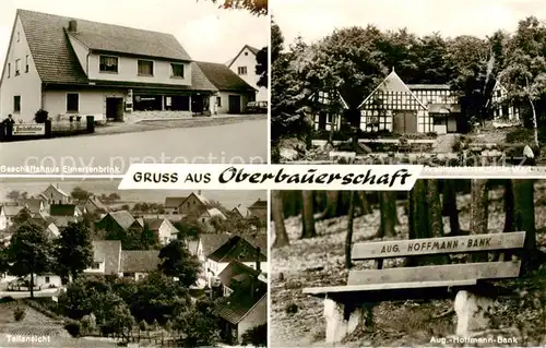 AK / Ansichtskarte  Oberbauerschaft_Buende_Westfalen Geschaeftshaus Eimertenbrink Teilansicht Aug Hoffmann Bank Freilichtbuehne Kahle Wart Oberbauerschaft_Buende