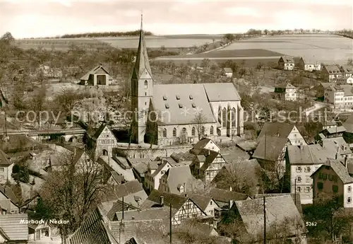 AK / Ansichtskarte  Marbach__Neckar Ortsansicht mit Kirche 