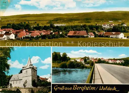 AK / Ansichtskarte  Bergheim_Edertal Panorama Kirche Bruecke Bergheim Edertal