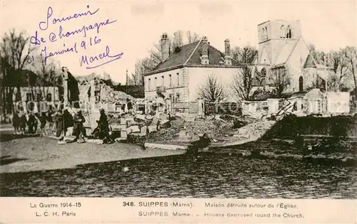 AK / Ansichtskarte Suippes_51_Marne Maison detruite autour de l Eglise 