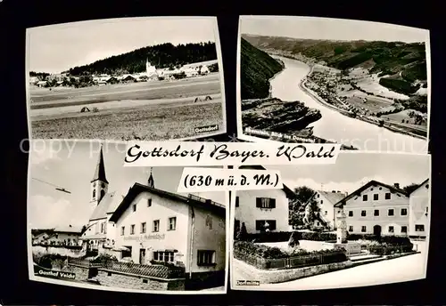AK / Ansichtskarte Gottsdorf_Niederbayern Gasthof Veicht Ebenstein Blick ins Donautal Dorfmitte Gottsdorf Niederbayern