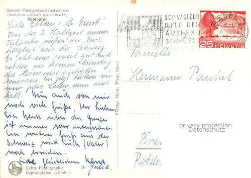 AK / Ansichtskarte Basel_BS Fliegeraufnahme mit Spalentor Basel_BS