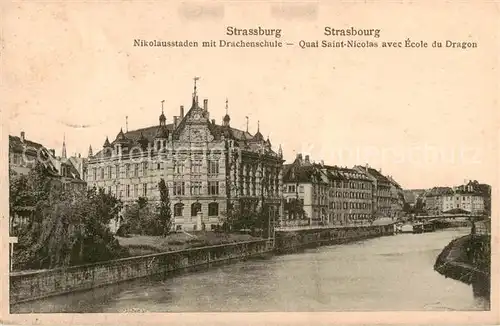 AK / Ansichtskarte  Strassburg_Elsass Nikolausstaden mit Drachenschule Strassburg Elsass