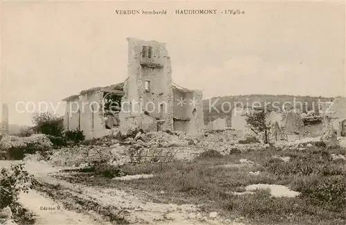 AK / Ansichtskarte  Verdun__55_Meuse bombarde Haudiomont L'Eglise 