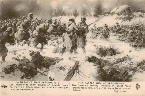 AK / Ansichtskarte  Verdun__55_Meuse La Bataille sous Verdun 1916 Les Allemands ayant envahi en grande force le Fort de Douaumont en sont chasses par une contre attaque 