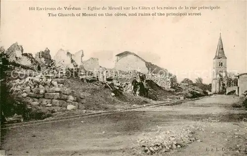AK / Ansichtskarte  Verdun__55_Meuse Eglise de Mesnil sur les Cotes et les ruines de la rue principale 