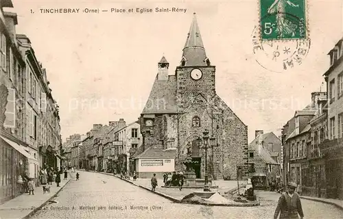 AK / Ansichtskarte  Tinchebray Place et Eglise Saint Remy Tinchebray