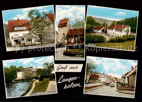 AK / Ansichtskarte  Langenholzen EDEKA Geschaeft Kirche Schule Carl Behrens Anlage Siedlung Langenholzen