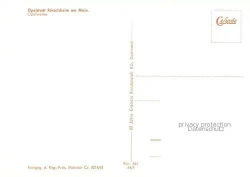 AK / Ansichtskarte 73830917 Ruesselsheim_Main Opelwerke Fliegeraufnahme Ruesselsheim Main