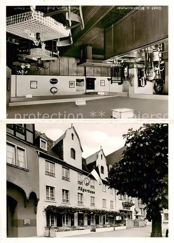 AK / Ansichtskarte 73830924 Boppard_Rhein Hotel Jaegerhaus Gast und Billardzimmer Rheinblick aus dem Fenster Ihres Zimmers Boppard Rhein
