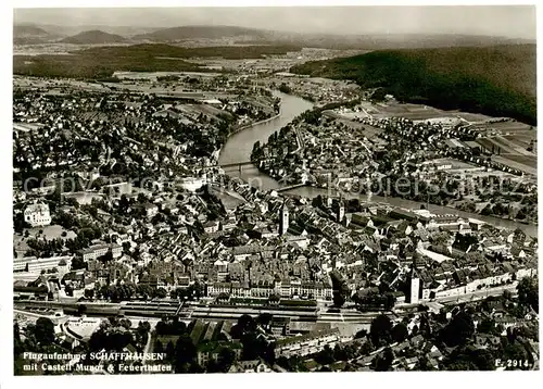 AK / Ansichtskarte  Schaffhausen__SH Fliegeraufnahme mit Castell Munot und Feuerthalen 