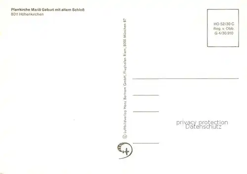 AK / Ansichtskarte  Hoehenkirchen Pfarrkirche Mariae Geburt mit altem Schloss Fliegeraufnahme Hoehenkirchen