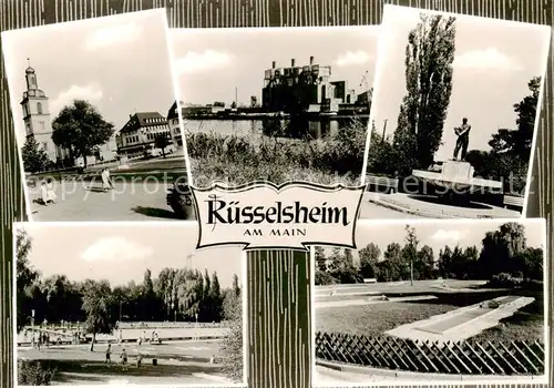 AK / Ansichtskarte 73830964 Ruesselsheim_Main Teilansichten Park Schwimmbad Minigolfanlage Ruesselsheim Main